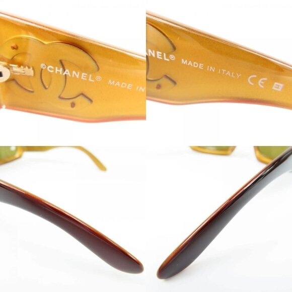 Chanel CC Vintage Logo Mother of Pearl Sunglasses 6022-Q Brown Amber main image 8